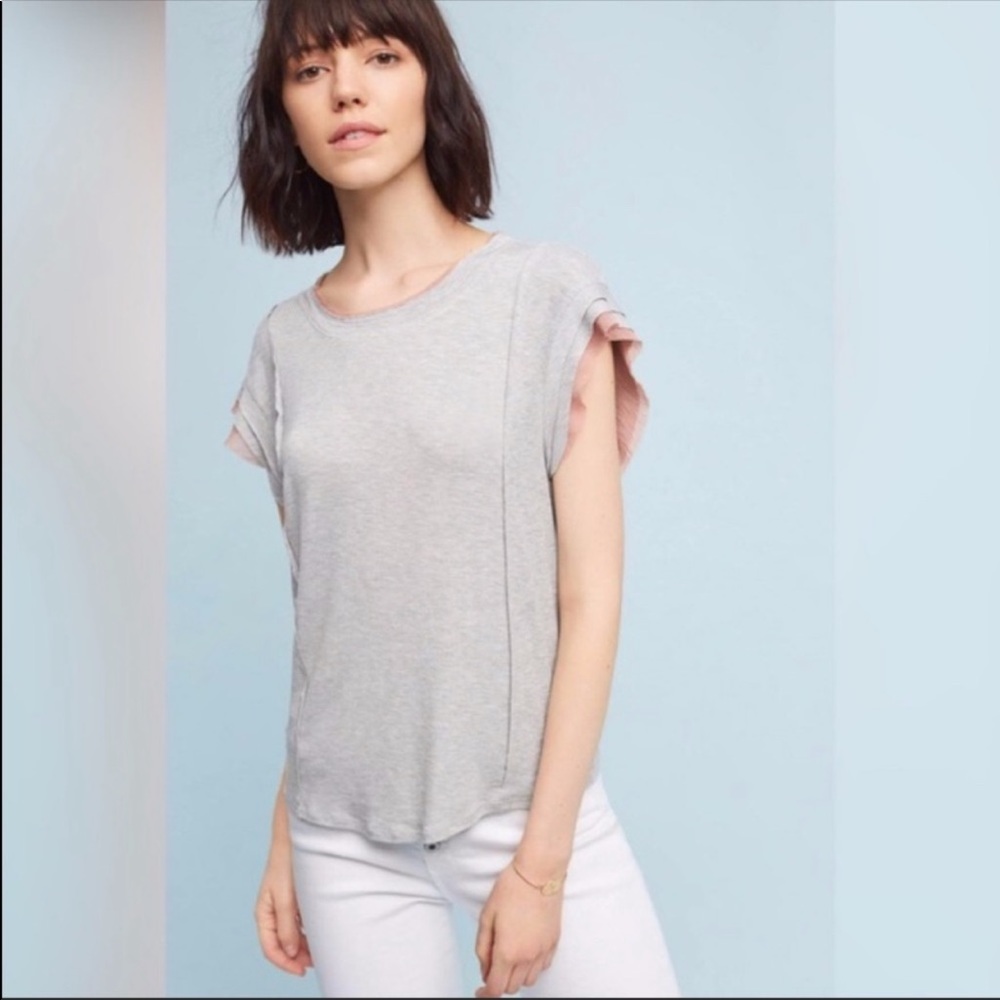 ❗️Anthropologie Dolan Tee Top Gray Ribbed XS